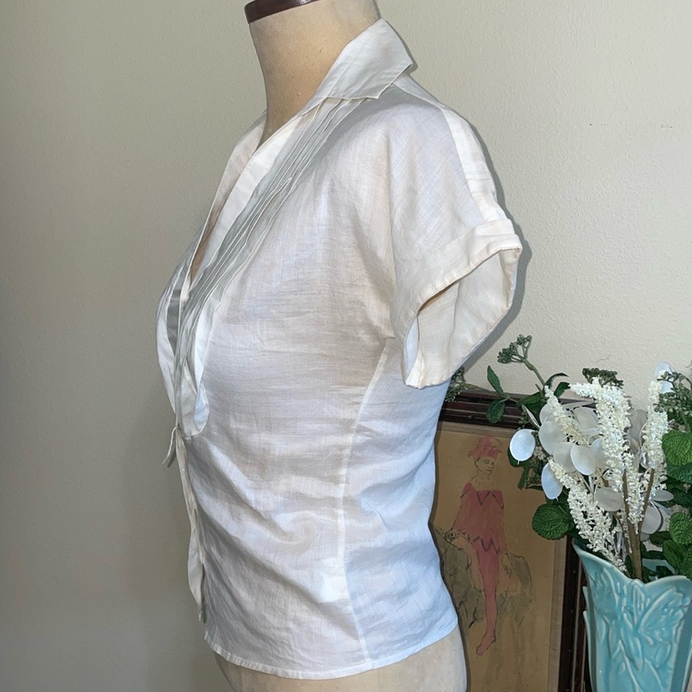 A/X Armani Exchange NWOT Button Front Tuxedo Bib Blouse - Picture 2 of 8